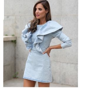 Zara Ruffled denim dress